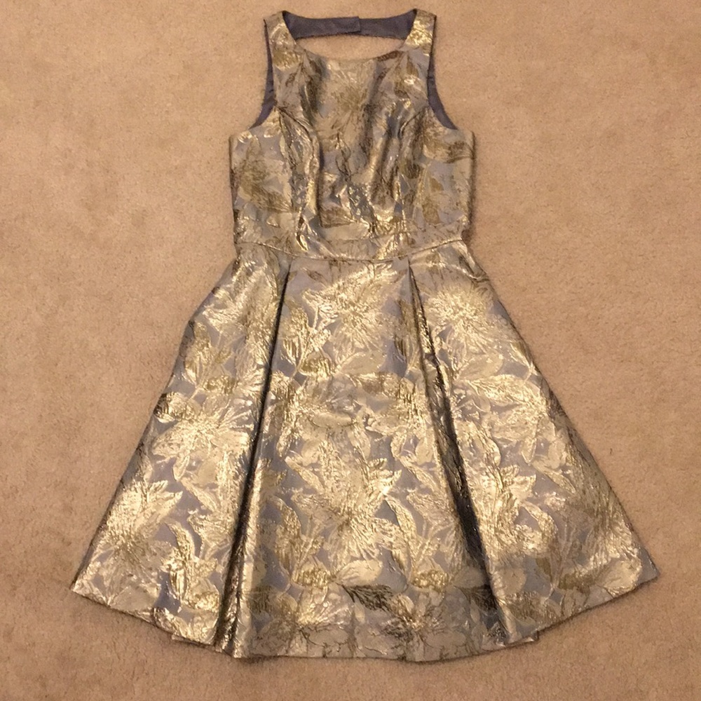 Eliza J Women's Gray Metallic Jacquard Dress